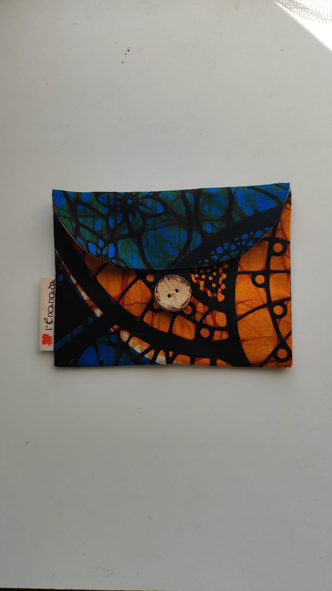 Jabonera pequeña · Tonos azul, verde y naranja